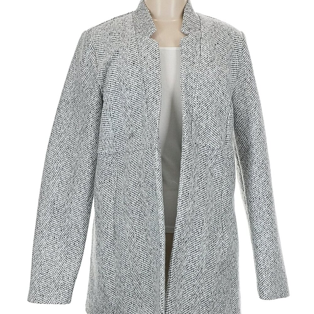 Grey & White Unstructured Blazer